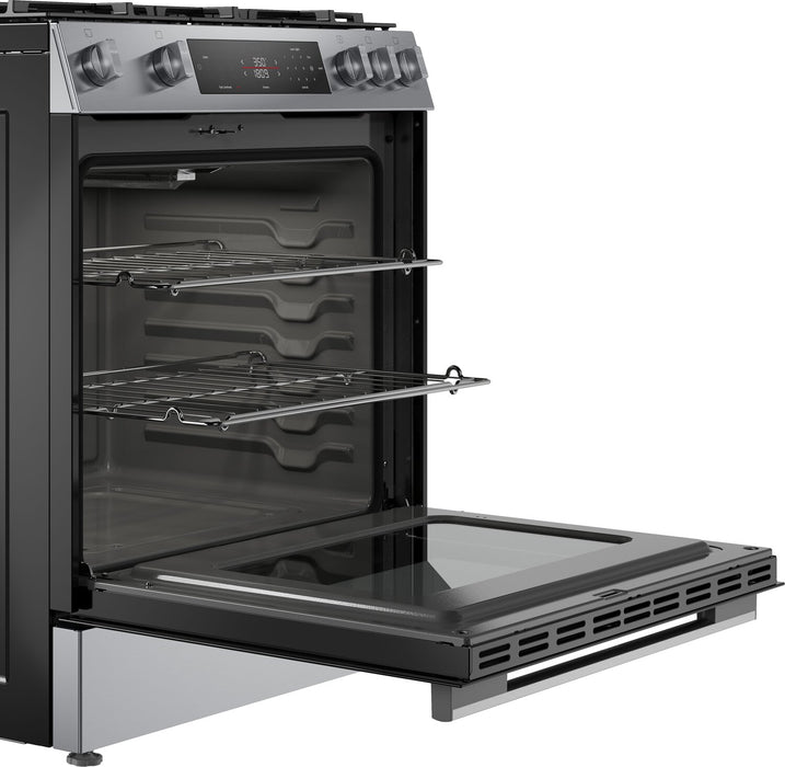 Bosch 30\" 5.8 Cu. Ft. 100 Series Gas Range with Rapid Preheat and Air Fry - Stainless Steel - HGF1050MUC