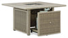 Muskoka 5-Piece Outdoor Patio Set with Fire Pit Table & 4 Chairs - 50,000 BTU, Resin Wicker - Beige | Ensemble Muskoka 5 pièces pour la terrasse à l’extérieur avec foyer-table et 4 chaises - 50 000 BTU, osier en résine - beige