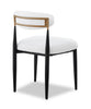 Kort & Co. Capri Dining Chair with Boucle Fabric & Gold Accent, Metal - White | Chaise de salle à manger Capri de Kort & Co. en métal avec tissu bouclé et touches dorées - blanche
