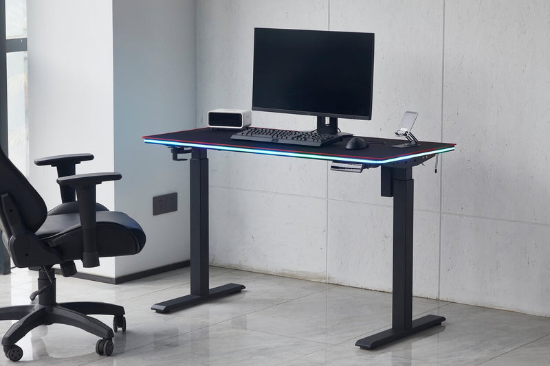 Finch 47\" Gaming Office Desk with Electric Height Adjustment and RGB Lighting – Black