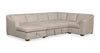 Envy 5-Piece Left-Facing Chenille Fabric Sleeper Sectional with Storage Chaise - Almond Beige | Sofa-lit sectionnel de gauche Envy 5 pièces en tissu de chenille avec fauteuil long de rangement - beige amande