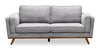 Kort & Co. Kassia 80" Linen-Look Fabric Condo Size Sofa with Wood Base and Legs - Grey | Sofa Kassia de Kort & Co. de 80 po de format condo en tissu d’apparence lin avec base et pattes en bois - gris