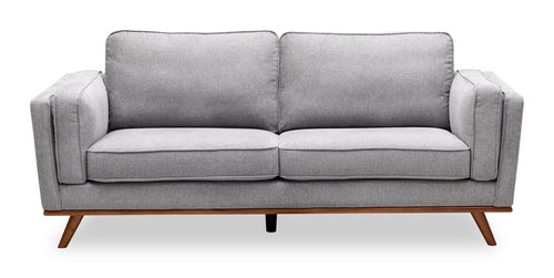 Kort & Co. Kassia 80" Linen-Look Fabric Condo Size Sofa with Wood Base and Legs - Grey 