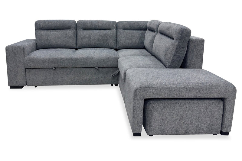 Coast 3-Piece Right-Facing Fabric Sleeper Sectional with Storage and Ottoman - Smoke