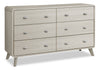 Cami Bedroom 6-Drawer Dresser, Mid-Century Modern, 58.5"W x 17.5"H - Grey Oak | Commode de chambre à coucher moderne du milieu du 20e siècle Cami de 58,5 po (L) x 17,5 po (H) à 6 tiroirs - chêne gris