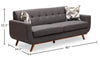 Kort & Co. Freeman 80” Linen-Look Fabric Condo Size Sofa with Wood Legs - Charcoal Grey | Sofa Freeman de Kort & Co. de 80 po de format condo en tissu d’apparence lin avec base et pattes en bois - gris anthracite