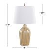 Willa Rockwell 23" Contemporary Ceramic Table Lamp in Cuban Sand Ceramic, Polished Nickel and Natural Linen Shade | Lampe de table contemporaine Willa Rockwell de 23 po en céramique de couleur sable cubain, en nickel poli et avec abat-jour lin naturel