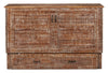 Parker Cabinet Bed with Memory Foam Mattress,  Weathered Brown - Queen Size | Armoire-lit Parker - Brun