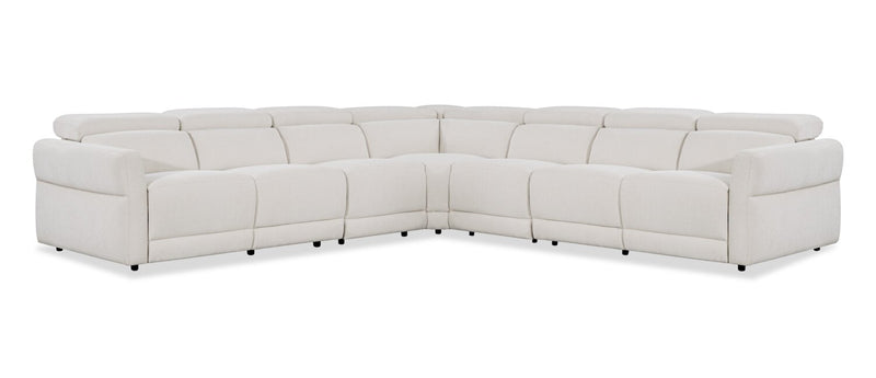 Cindy Crawford Home Aspen 5-Piece Power Reclining Sectional with Adjustable Headrests and USB Port - Alabaster