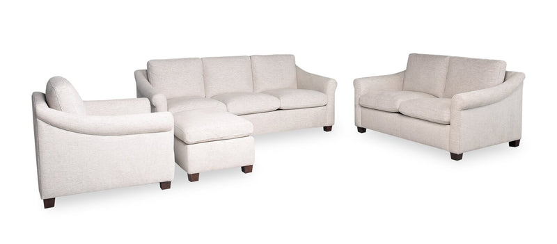 Mallie 36\" Chenille Fabric Chair with Rolled Arms and Wood Legs - Shell White