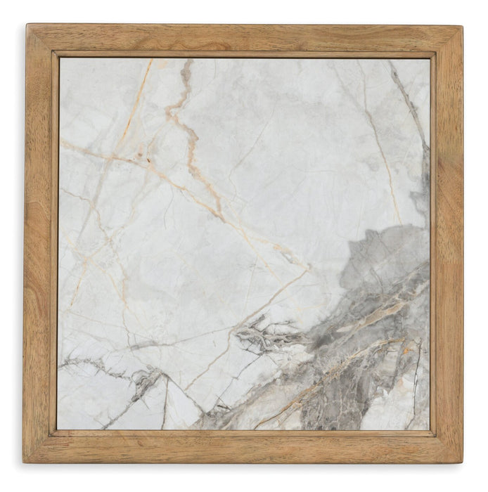 Marina 25” Contemporary End Table with Stone Tile - Natural