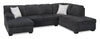 Made in Canada Morgan 2-Piece Right-Facing Chenille Fabric Wrap Sectional with Accent Pillows - Grey