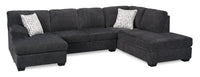 Made in Canada Morgan 2-Piece Right-Facing Chenille Fabric Wrap Sectional with Accent Pillows - Grey