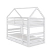 Gemma Twin Over Twin House Bunk Bed with Roof, Built-in Ladder & Guardrails for Kids - White | Lits simples superposés Gemma en forme de maison avec toit, échelle intégrée et garde-corps pour enfants - blancs