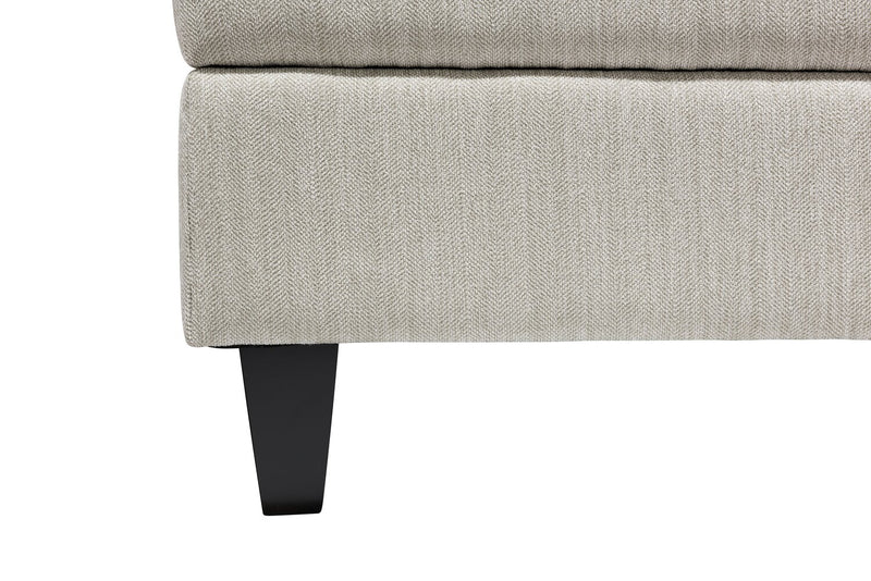 Made in Canada Nofia 44\" Chenille Fabric Storage Ottoman with Wood Legs - Linen Beige