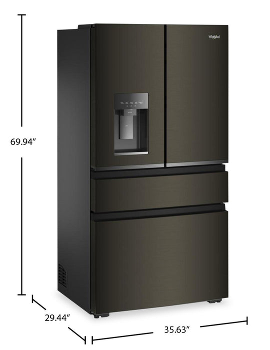 Whirlpool 36\" 22 Cu. Ft. True Counter Depth French Door Refrigerator – Black Stainless Steel - WRMC7036RV