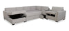 Vault 6-Piece Left-Facing Sectional with Sofa Bed Loveseat, Two Storage Chairs and Storage Chaise - Grey | Sofa sectionnel de gauche Vault 6 pièces avec causeuse-lit, 3 fauteuils de rangement et fauteuil long de rangement - gris