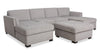 Vault 3-Piece Sectional with Sofa Bed Loveseat and Two Storage Chaises - Grey | Sofa sectionnel Vault 3 pièces avec causeuse-lit et deux fauteuils longs de rangement - gris