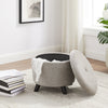 Winnipeg 17.5" Round Fabric Storage Ottoman - Grey|Pouf de rangement rond Winnipeg de 17,5 po en tissu - gris
