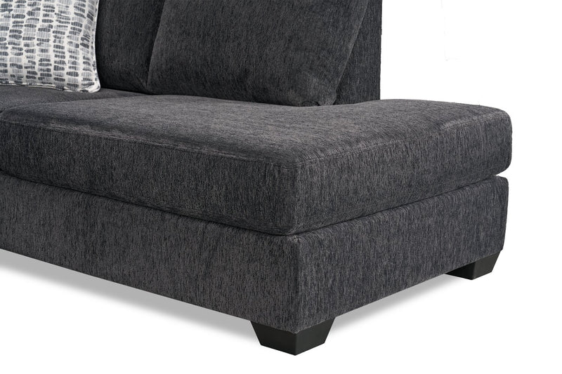 Made in Canada Morgan 3-Piece Right-Facing Chenille Fabric Wrap Sectional with Accent Pillows - Grey