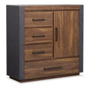 Scott Living Dante Bedroom 4-Drawer Chest with Storage Cabinet, 46"W x 45"H - Brown | Scott Living Commode verticale Dante de 46 po (L) x 45 po (H) à 4 tiroirs avec armoire de rangement pour la chambre à coucher - brune