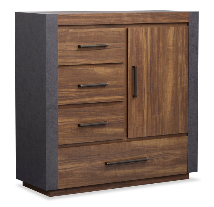 Scott Living Dante Bedroom 4-Drawer Chest with Storage Cabinet, 46\"W x 45\"H - Brown