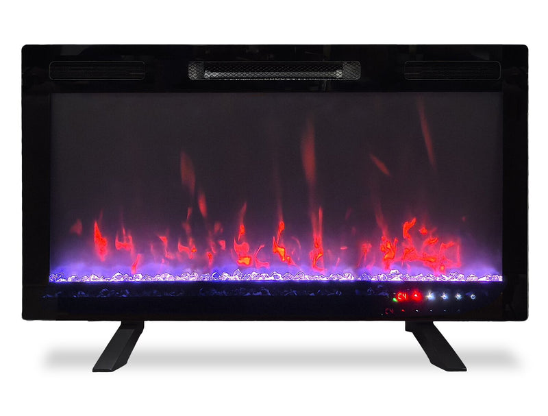 Mirage 36\" Modern Electric Free Standing Wall Mountable Fireplace - Black