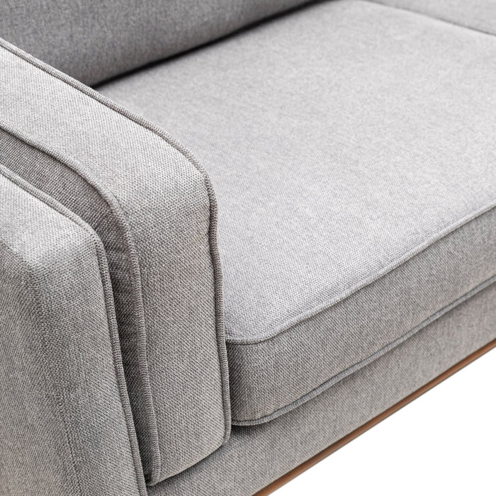 Kort & Co. Kassia 80\" Linen-Look Fabric Condo Size Sofa with Wood Base and Legs - Grey