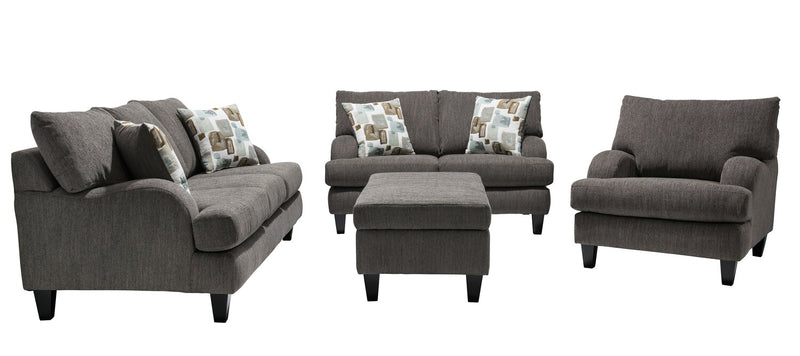 Made in Canada Nofia 36\" Chenille Fabric Chair with Wood Legs - Charcoal Grey