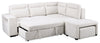 Coast 3-Piece Right-Facing Ivory White Fabric Sleeper Sectional with Storage Chaise and Storage Armrest | Sofa-lit sectionnel de droite Coast 3 pièces en tissu blanc ivoire avec fauteuil long de rangement et accoudoir de rangement