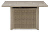 Muskoka Outdoor Patio Fire Pit Table - 50,000 BTU, Resin Wicker, Metal - Beige | Foyer-table Muskoka pour la terrasse à l’extérieur - 50 000 BTU, osier en résine, métal - beige
