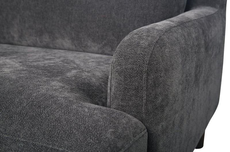 Jorja 3-Piece Chenille Fabric Sectional with Wood Legs and Accent Pillows - Granite Grey