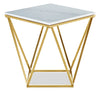 Amanda 21.5" Modern Square End Table - White Marble Top with Gold Metal Base | Table de bout carrée moderne Amanda de 21,5 po - dessus en marbre blanc avec base en métal doré