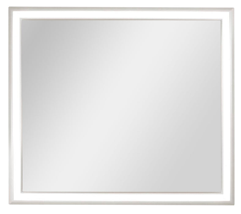 Halo 5pc Bedroom Set with Bed, Dresser & Mirror, LED, Glam, White - King Size