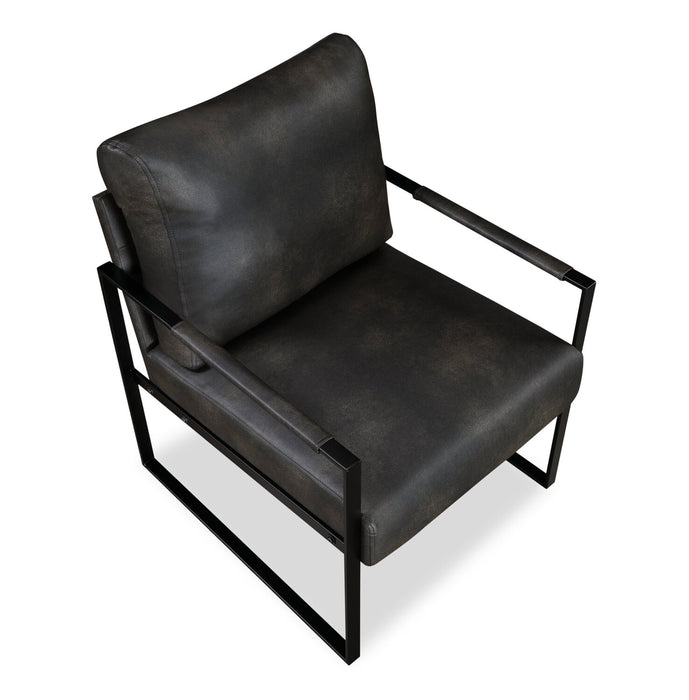 Nico 24.75\" Faux Leather Accent Chair with Metal Legs - Dark Grey