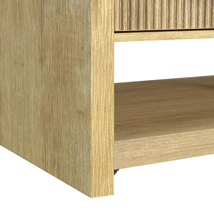 Scott Living Lenore 48” Modern Coffee Table with Storage, Shelf and Casters - Natural
