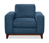 River 40.1" Linen-Look Fabric Chair with Wood Base and Legs - Blue | Fauteuil River de 40,1 po en tissu d’apparence lin avec base et pattes en bois - bleu