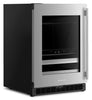 KitchenAid 24" Beverage Centre with Wood-Front Racks – Black and Stainless Steel - KUBL524SSB | Refroidisseur à boissons KitchenAid de 24 po avec grilles à devant en bois - noir et acier inoxydable - KUBL524SSB