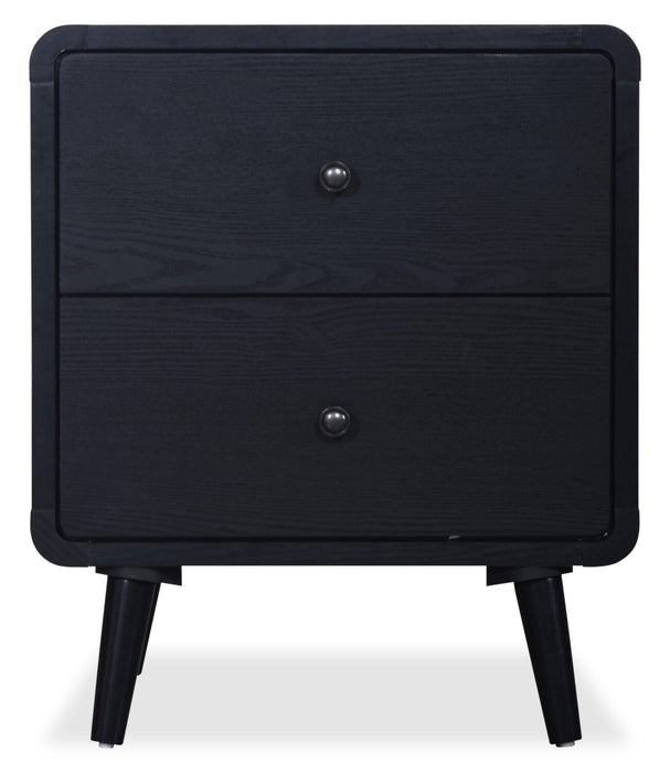 Milan 6pc Bedroom Set with Bed, Dresser, Mirror & Nightstand, Mid-Century Modern, Black - King Size