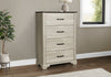Clara Bedroom Chest of Drawers, 4-Drawer, 32"W x 46"H - Bleached Oak & Brown | Commode verticale de chambre à coucher Clara de 32 po (L) x 46 po (H) à 4 tiroirs - chêne blanchi et brun