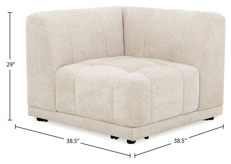 Kort & Co. Oaklyn Modular 38.5\" Fabric Corner Chair with Tufted Seat Cushion - Beige