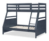 Quinn Bunk Bed with Ladder & Guard Rail for Kids, Blue - Twin/Full | Lits superposés Quinn pour enfants avec échelle et garde-corps, bleus - simple et double