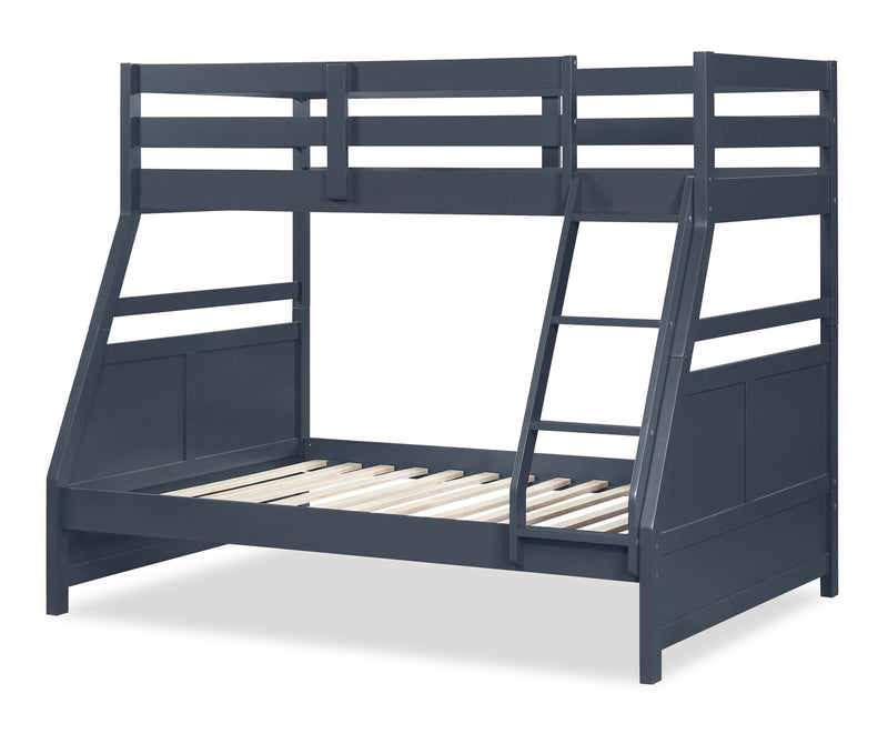 Quinn Bunk Bed with Ladder & Guard Rail for Kids, Blue - Twin/Full