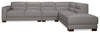 Citadel 3-Piece Right-Facing Top-Grain Genuine Leather Sectional with Wood Legs - Grey | Sofa sectionnel de droite Citadel 3 pièces en cuir véritable de qualité supérieure avec pattes en bois - gris