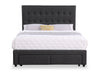 Beck Upholstered Storage Bed in Dark Grey Fabric, Button Tufted - King Size | Lit rembourré Beck en tissu gris foncé avec rangement et capitonnage à boutons - format très grand lit