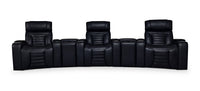 Zen 5-Piece Leather-Look Fabric Home Theatre Power Reclining Sectional with Massage - Black
