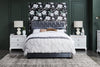 Candace Upholstered Bed in Velvet Grey Fabric, Button Tufted - Queen Size | Lit rembourré Candace en tissu de velours gris avec capitonnage à boutons - format grand lit