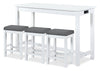 Noah 60” Modern Dining Table with 3 Counter-Height Stools and USB Ports - White