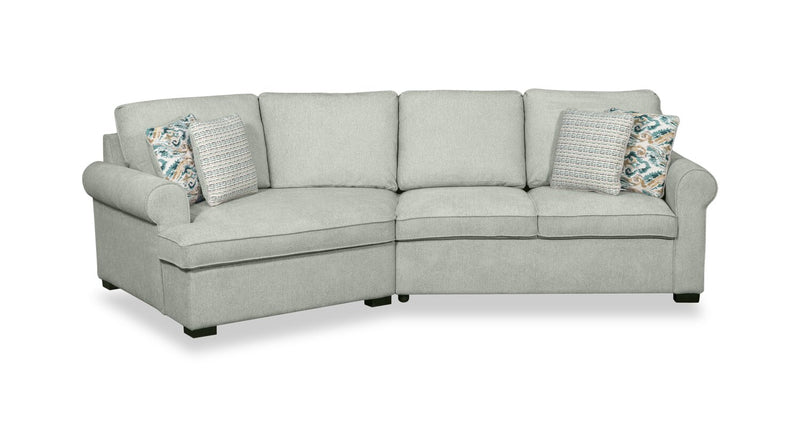 Scott Living Haven 2-Piece Left-Facing Chenille Fabric Cuddler Sectional - Seafoam Blue