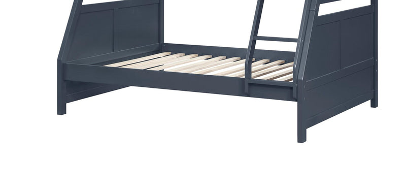 Quinn Bunk Bed with Ladder & Guard Rail for Kids, Blue - Twin/Full